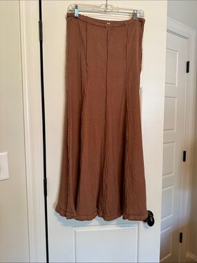 Free People Rust Brown Maxi Skirt with Panel Seams